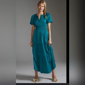 Anthropologie Teal- Colored Somerset Maxi Dress